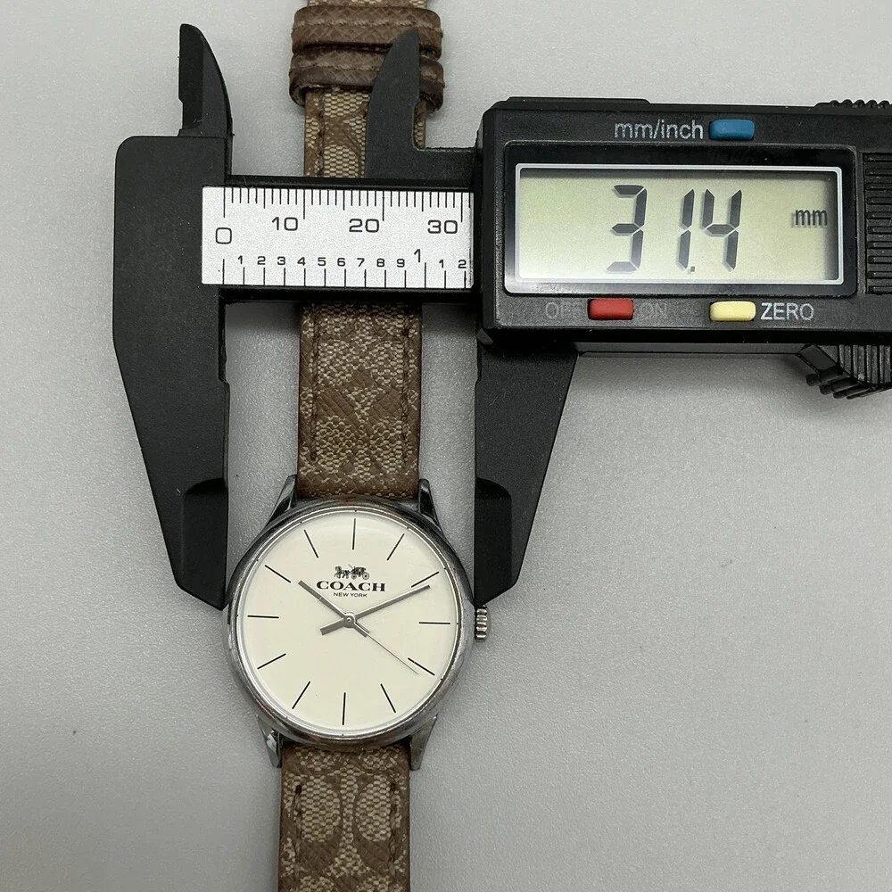 Coach Ruby Womens Watch 31mm White Dial Brown Signature Leather Band New Battery